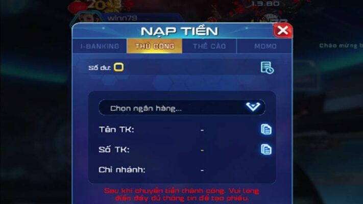 Nạp tiền Win79 thủ công truyền thống