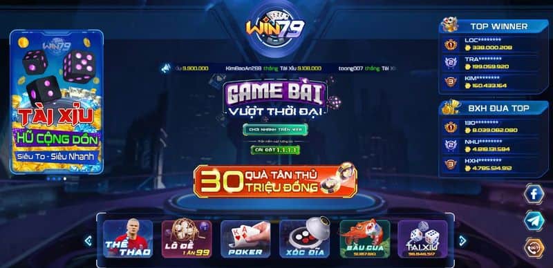 Vào đường link trang chủ Win79